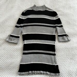 Style & Co - Striped Black and Gray Ribbed Sweater
